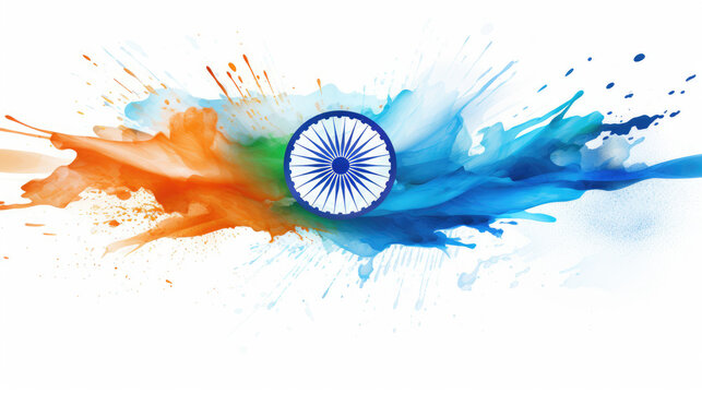 Indian Flag abstract design for Indian Independence Day on white background. Generative ai
