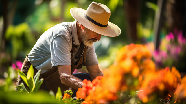 A vibrant photo of a passionate gardener tending to a lush botanical garden, rich colors and the care provided adding to the allure of this flourishing green paradise.