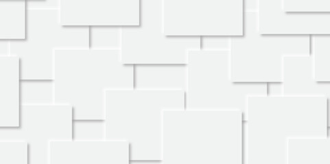 Abstract white square shape geometric line background. abstract seamless modern white and gray color technology concept geometric square vector background neomorphism style poster, banner design.