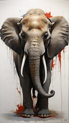 Brush painting from a elephant. generated by AI