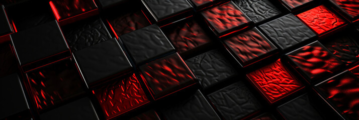 未来的なデザイン：赤と黒の幾何学的な形状 - Futuristic Design: Red and Black Geometric Shapes,Generative AI	 - obrazy, fototapety, plakaty