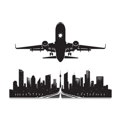 Glide through the skies: Elegant airplane silhouette, a visual treat for aviation enthusiasts - airplane vector airplane illustration - airplane silhouette
