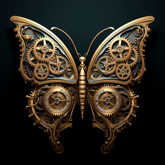 Clockwork butterfly with intricate gears.