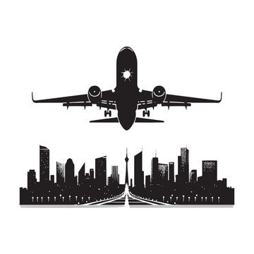 Glide through the skies: Elegant airplane silhouette, a visual treat for aviation enthusiasts - airplane vector airplane illustration - airplane silhouette
