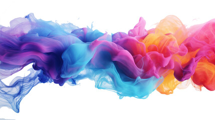 A high-resolution image showcasing the fluid movement of colorful smoke, creating an immersive and artistic scene on a white canvas