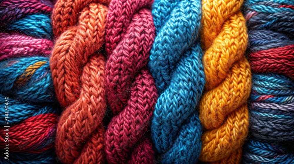 Aufkleber a close up of a bunch of multicolored yarns that are multicolored with different colors of yarn on t