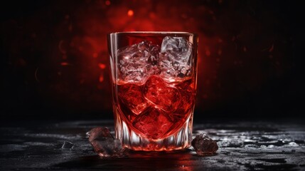 Glass Filled With Ice and Red Drink