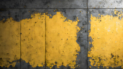 Grunge wall with yellow and black paint. Abstract background.