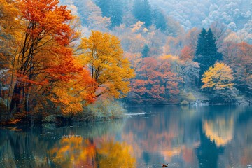 Naklejka na ściany i meble beautiful colorful autumn scenery