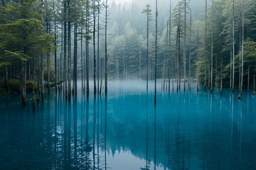 blue water against a landscape of trees and hills