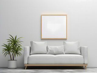 3D Gallery Frames Mockup with Sofa