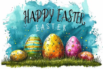 Easter Elegance: A Charming Background Extending Warm Wishes for a Happy Easter eggs and flowers