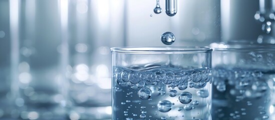 Expelling clear liquid with bubble-like substances in a lab or scientific environment.