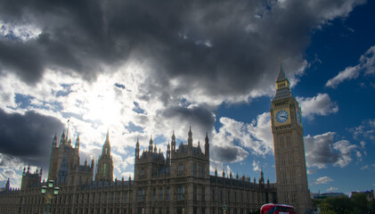 Fototapeta na wymiar Big Ben Clock tower from across the Thames river. UK, London