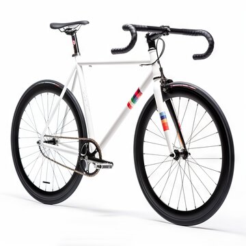Stylish fixed gear city bike with black frame and red accents on a white background.
