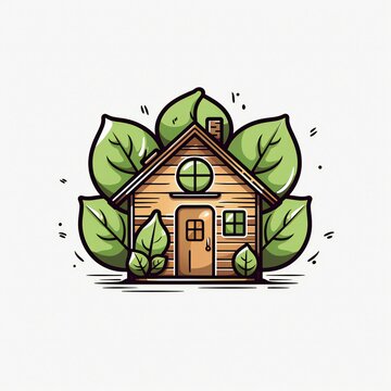 eco house with leaves