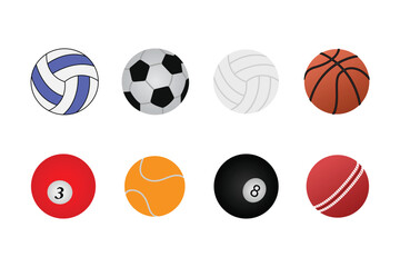 
Realistic sports balls vector set. color ball and popular sports balls and bowls equipment  vector illustration.
