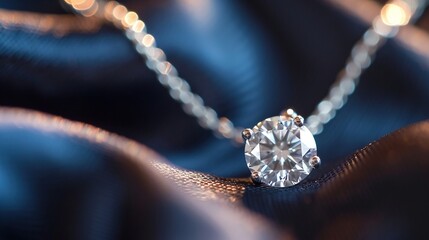 A close-up photograph of a diamond necklace
