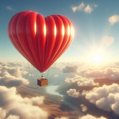 Fototapeta premium heart shaped air balloon up in the sky