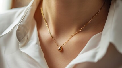 A close-up photograph of a gold necklace