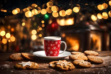 Schilderijen op glas cup coffee christmas drink tea hot © muzamil