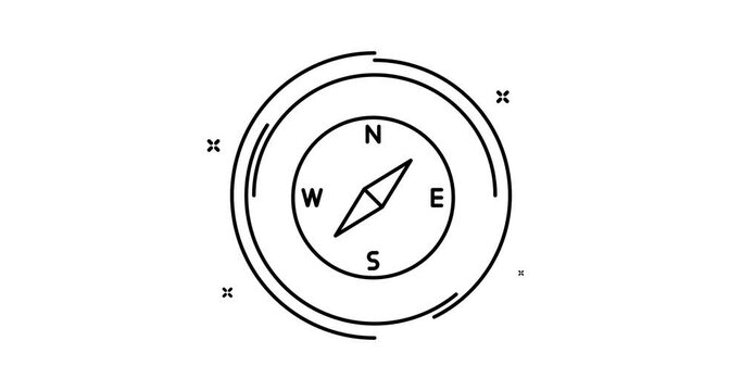 compass animated outline icon with alpha channel. compass rotation appearance 4k video animation for web, mobile and ui design