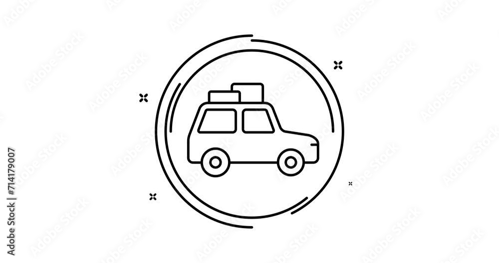 Poster suv animated outline icon with alpha channel. suv rotation appearance 4k video animation for web, mo