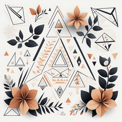 Triangles tribaux et éléments floraux