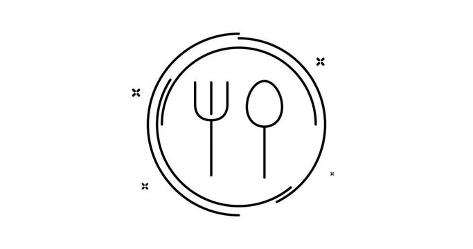 fork and spoon animated outline icon with alpha channel. fork and spoon rotation appearance 4k video animation for web, mobile and ui design