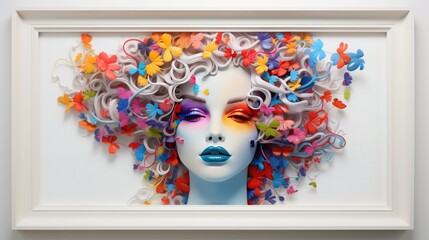 white frame and a splash of colors, 16:9, copy space