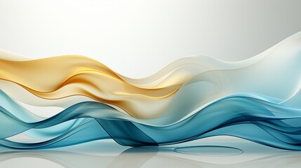 Obraz premium White and Blue Wave on a White Background - Serene and Fluid Oceanic Motion