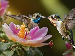Fototapeta premium bird on the flower 