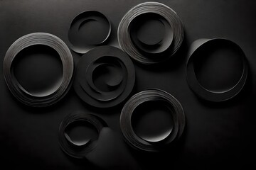 black paper background with circles