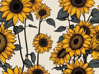 sun flowers background wallpaper illustration art
