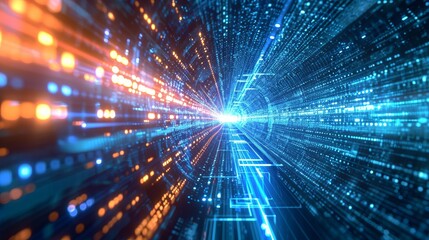 Data Stream: Network of Light in a Tech Command Center