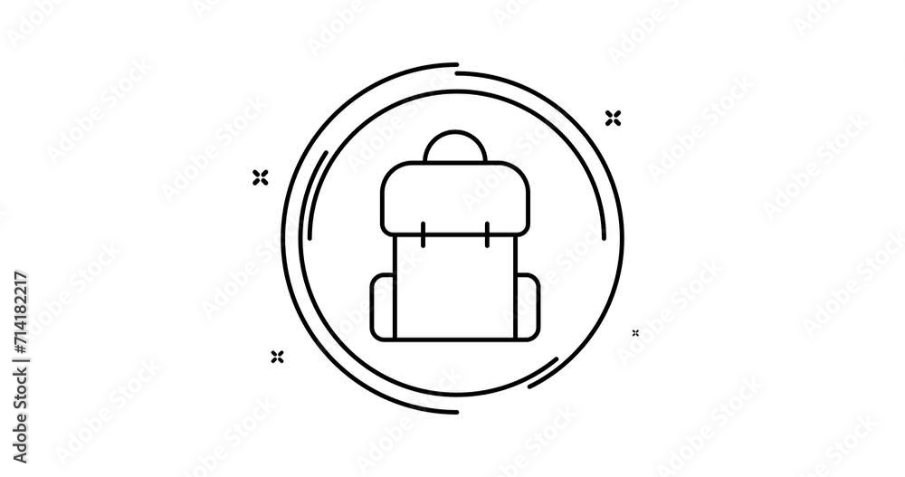 Poster backpack animated outline icon with alpha channel. backpack rotation appearance 4k video animation f