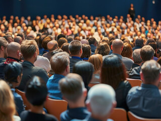Crowd of People Seated in Front of a Stage for an Event