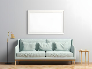 3D Gallery Frames Mockup with Sofa