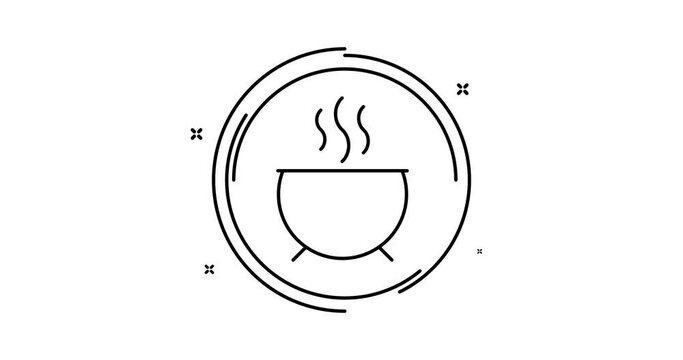 cauldron animated outline icon. cauldron rotation appearance 4k video animation for web, mobile and ui design
