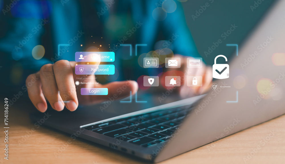 Poster login password web security system background. user login email password icon, user personal databas