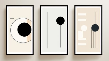 Minimal Abstract Vintage Geometric Design Posters Wall Art Template AI Generated