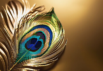 golden peacock feathers on gold background