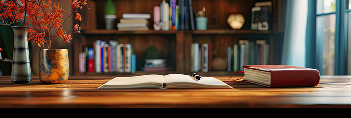 Open Book on Wooden Table, A Simple and Informative Image