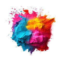 Colorful holi paint color powder isolated on transparent background