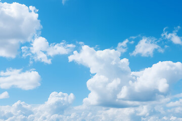 Beautiful blue sky and white cumulus clouds abstract background. Cloudscape background.