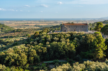 Amazing panorama from village of Campiglia Marittima, on a sunny summer afternoon. In the Province...