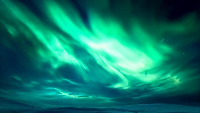 Vivid green aurora coloring the night sky

