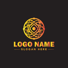Technology logo and icon symbol clean flat modern minimalist business and digital internet web logo design editable vector