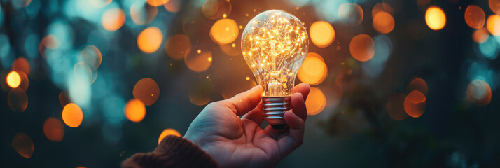 Person Holding Light Bulb in Hand, Illuminating Ideas and Bright Solutions