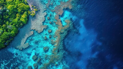 Aerial view of coral atoll oceanic diversity